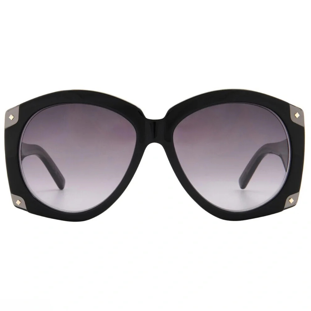 MCM Oversized Butterfly Sunglasses MW0005 05B Black Gold Italy NWOT w/ Pouch